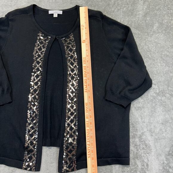 Caslon By Nordstrom Beaded Knit 3/4 Sleeve Cardigan Sweater Black Size 3X Formal - Picture 5 of 10